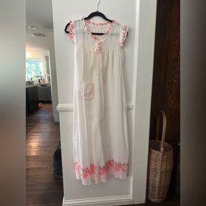Vintage White Nightgown with Pink Accents
